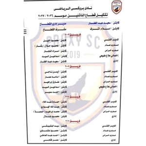 التشكيل الجديد لقطاع الناشئين بنادي بروكسي ضمن خطة شاملة تستهدف تطوير القاعدة الكروية بالنادي، وتجهيز عناصر واعدة قادرة على دعم الفريق الأول 2 FB IMG 1783690167861